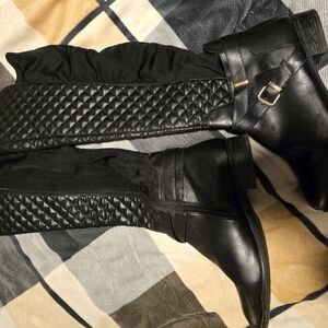 Black Quilted Women's Boots Size 10.5
